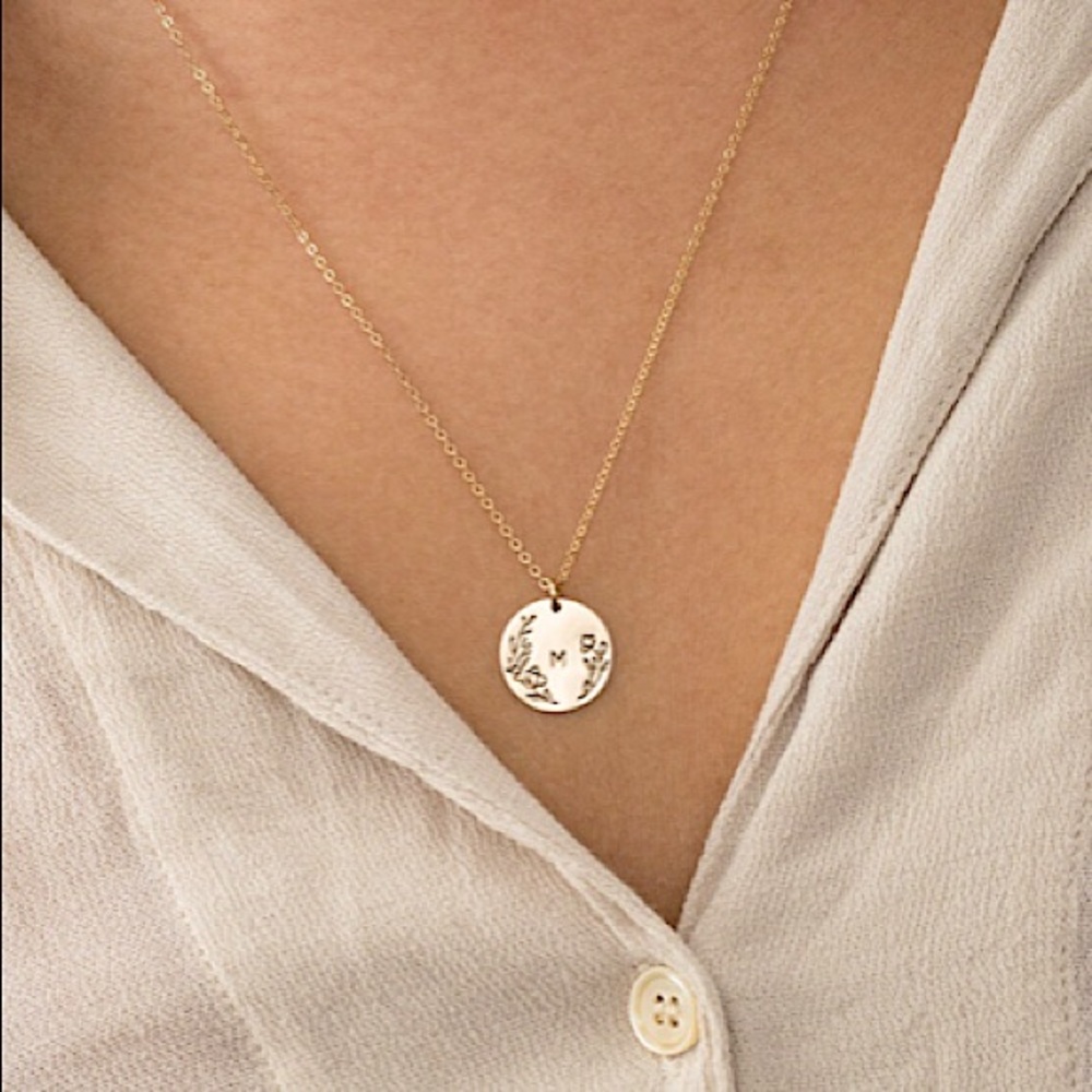 Floral Letter Minimalist Simple Initial Boho Silver Personalized Gift Necklace - Picture 2 of 16